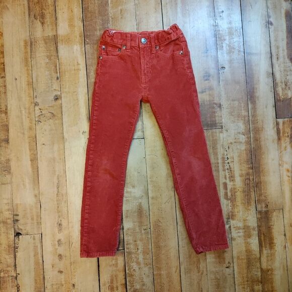 Crewcuts size 6 corduroy pants rust orange adjustable waist stretch skinny fall - Picture 1 of 5